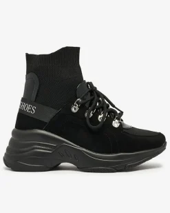 Royalfashion Czarne sneakersy damskie z ociepleniem Aleppo