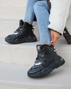 Royalfashion Czarne sneakersy z ociepleniem Pommie