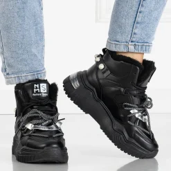 Royalfashion Czarne sneakersy z ociepleniem Pommie