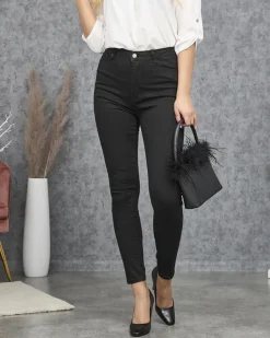 Royalfashion Czarne spodnie damskie rurki