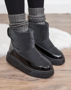 Royalfashion Czarne wsuwane śniegowce damskie Maderta