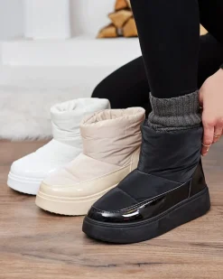 Royalfashion Czarne wsuwane śniegowce damskie Maderta