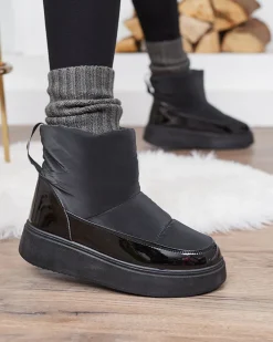 Royalfashion Czarne wsuwane śniegowce damskie Maderta