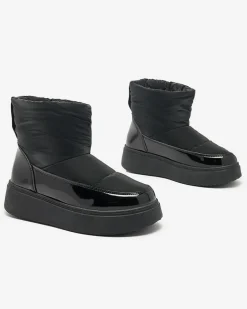 Royalfashion Czarne wsuwane śniegowce damskie Maderta