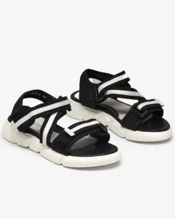 Royalfashion Czarno-białe dziecięce sandałki zapinane na rzepy Modis