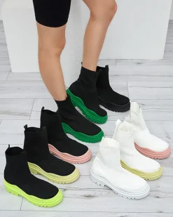 Royalfashion Czarno-żółte botki damskie na płaskim obcasie Seritis