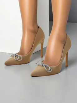 Royalfashion Czółenka damskie a'la satynowe z kokardką Hefion