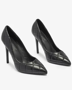 Royalfashion Czółenka damskie pikowane w czarnym kolorze Duclisa