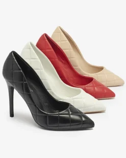 Royalfashion Czółenka damskie pikowane w czarnym kolorze Duclisa