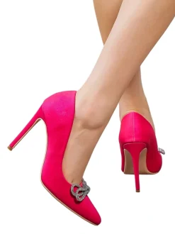 Royalfashion Czółenka damskie a'la satynowe z kokardką Hefion