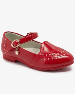 Royalfashion Czerwone balerinki dziewczęce z dżetami Praja