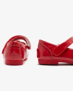 Royalfashion Czerwone czółenka dziewczęce z kokardką Proya