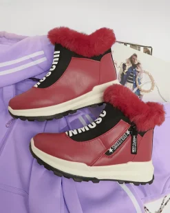 Royalfashion Czerwone damskie ocieplane botki z futerkiem Scherr