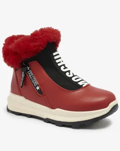 Royalfashion Czerwone damskie ocieplane botki z futerkiem Scherr