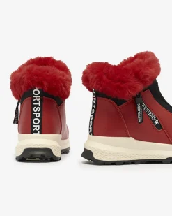 Royalfashion Czerwone damskie ocieplane botki z futerkiem Scherr