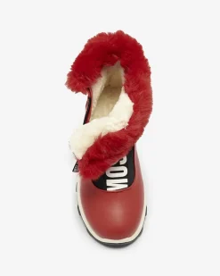 Royalfashion Czerwone damskie ocieplane botki z futerkiem Scherr