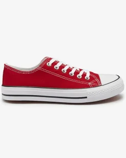 Royalfashion Czerwone damskie klasyczne sznurowane trampki Ogisa