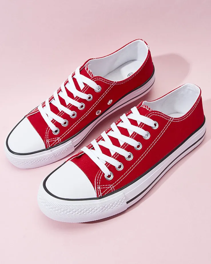 Royalfashion Czerwone damskie klasyczne sznurowane trampki Ogisa