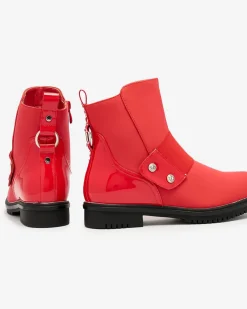 Royalfashion Czerwone matowe botki damskie Setipfa