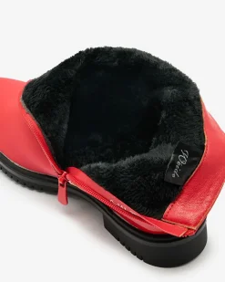 Royalfashion Czerwone matowe botki damskie Setipfa
