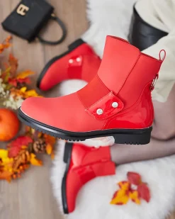 Royalfashion Czerwone matowe botki damskie Setipfa