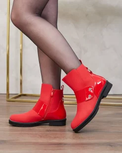 Royalfashion Czerwone matowe botki damskie Setipfa