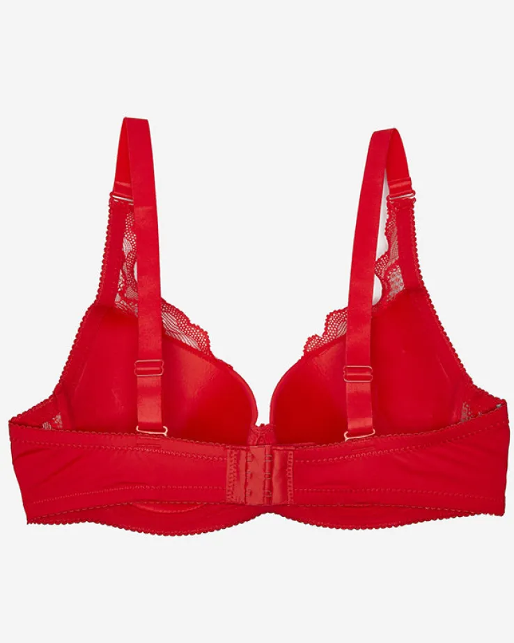 Royalfashion Czerwony damski biustonosz z koronką