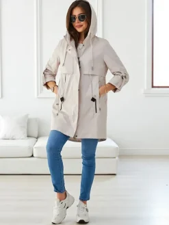 Royalfashion Damska długa kurtka typu wiatrówka