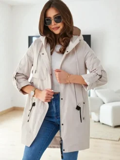 Royalfashion Damska długa kurtka typu wiatrówka