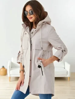 Royalfashion Damska długa kurtka typu wiatrówka