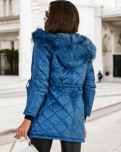 Royalfashion Damska dwustronna kurtka w kolorze niebieskim