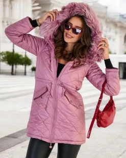 Royalfashion Damska dwustronna kurtka w kolorze różowym