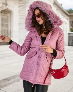 Royalfashion Damska dwustronna kurtka w kolorze różowym