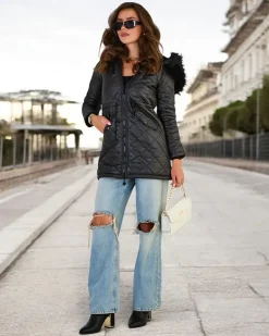 Royalfashion Damska dwustronna kurtka w kolorze czarnym