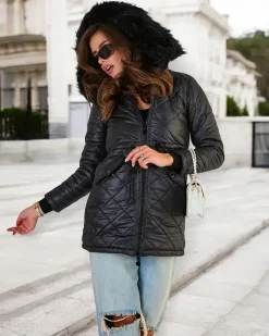 Royalfashion Damska dwustronna kurtka w kolorze czarnym