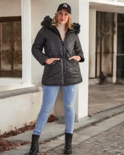 Royalfashion Damska dwustronna kurtka w kolorze czarnym