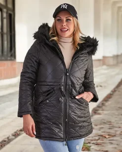 Royalfashion Damska dwustronna kurtka w kolorze czarnym