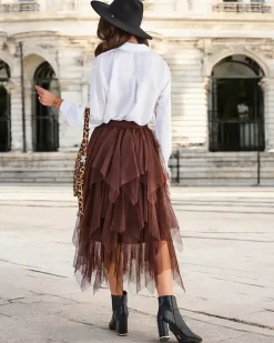 Royalfashion Damska dwuwarstwowa spódnica midi