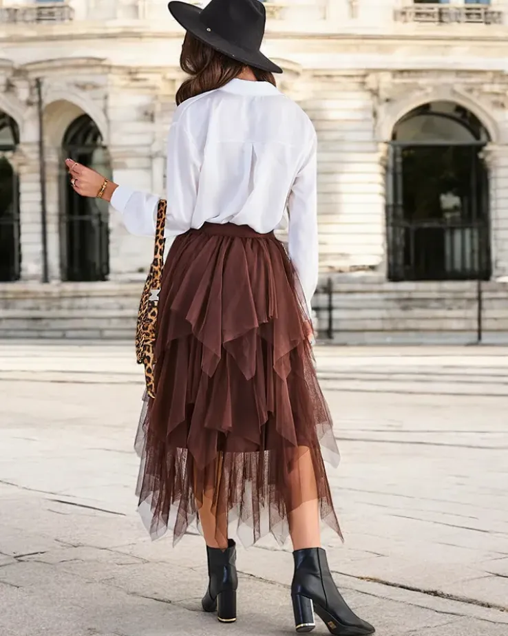 Royalfashion Damska dwuwarstwowa spódnica midi