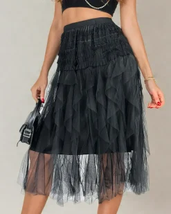 Royalfashion Damska dwuwarstwowa spódnica midi