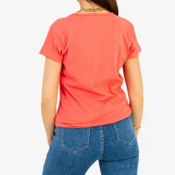 Royalfashion Damska koralowa koszulka z nadrukiem