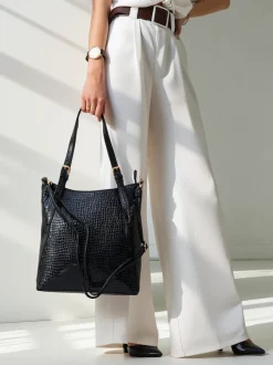 Royalfashion Damska lakierowana duża torebka z tłoczeniem