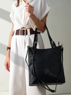 Royalfashion Damska lakierowana duża torebka z tłoczeniem