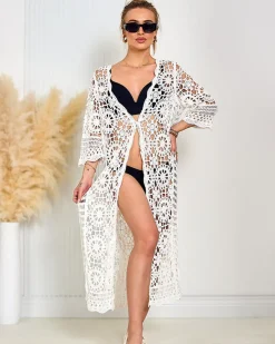 Royalfashion Damska narzutka plażowa koronkowa