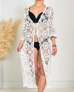 Royalfashion Damska narzutka plażowa koronkowa