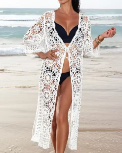 Royalfashion Damska narzutka plażowa koronkowa