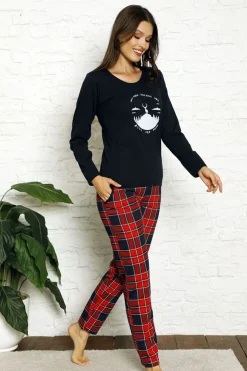 Royalfashion Damska piżama w kolorze granatowo- czerwonym