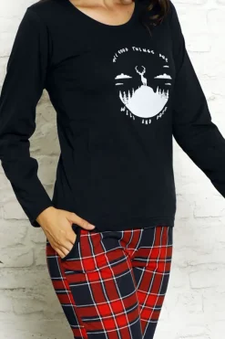 Royalfashion Damska piżama w kolorze granatowo- czerwonym