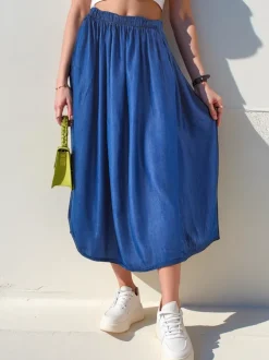 Royalfashion Damska spódnica midi a'la jeansowa