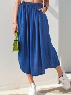 Royalfashion Damska spódnica midi a'la jeansowa